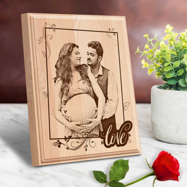 Personalized wooden photo frame with easel stand